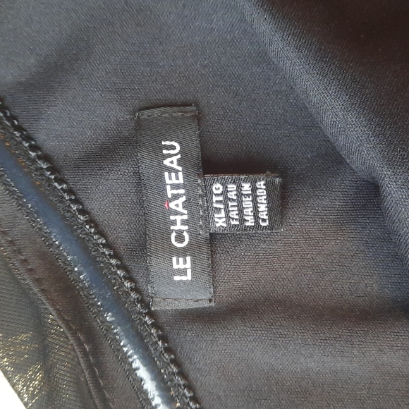 Le Chateau Size XL 100% Polyester One Shoulder Black & Gold Lined Layered Dress - Picture 7 of 7